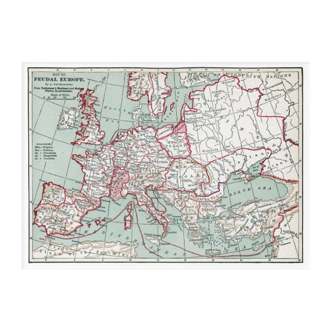 MAP OF EUROPE, 12th CENTURY Acrylic Print (Front)