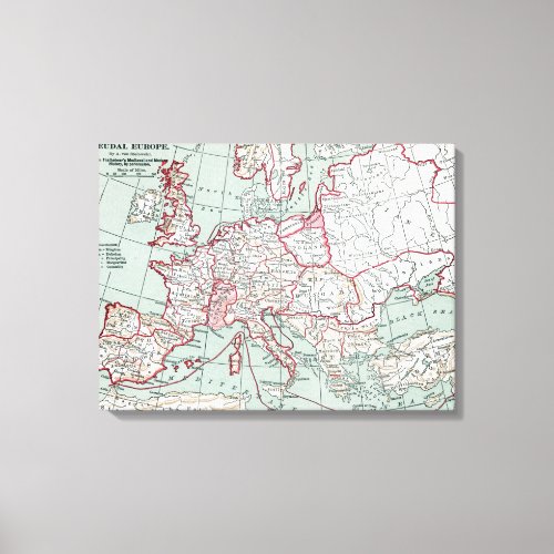 MAP OF EUROPE 12th CENTURY Canvas Print