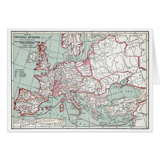 MAP OF EUROPE, 12th CENTURY Cards (Front Horizontal)