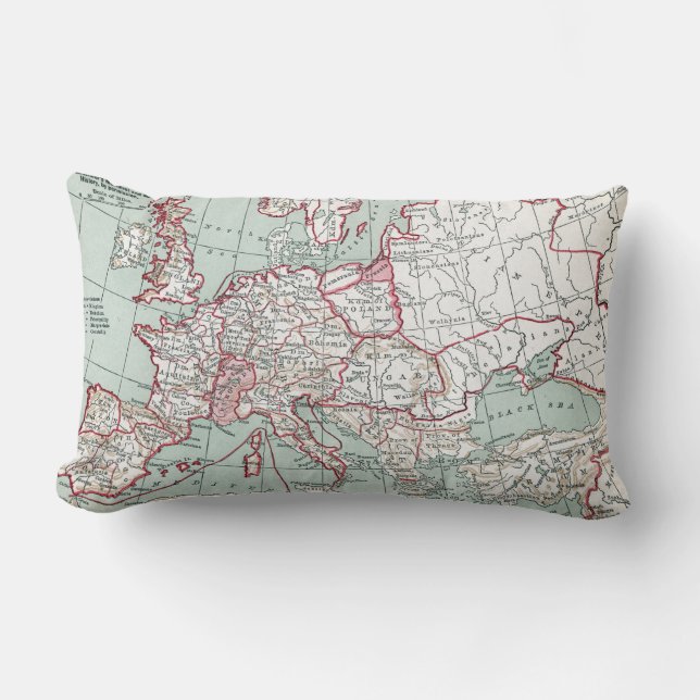 MAP OF EUROPE, 12th CENTURY Lumbar Pillow (Front)