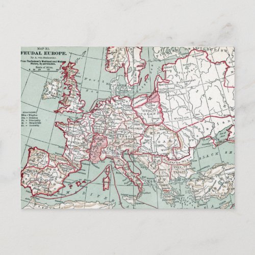 MAP OF EUROPE 12th CENTURY Postcard