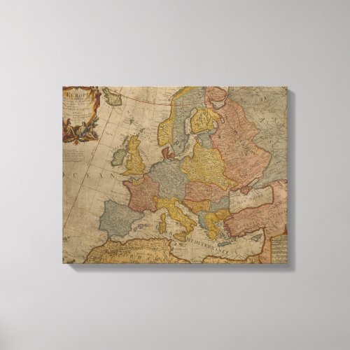 Map of Europe  1700 Canvas Print