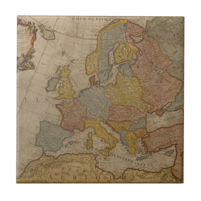 Map of Europe | 1700 Ceramic Tile (Front)