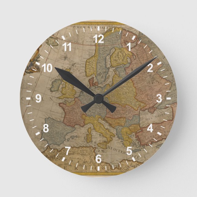 Map of Europe | 1700 Round Clock (Front)