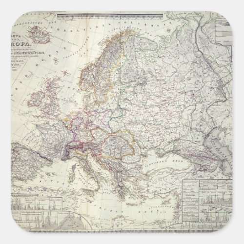 Map of Europe 1841 Square Sticker