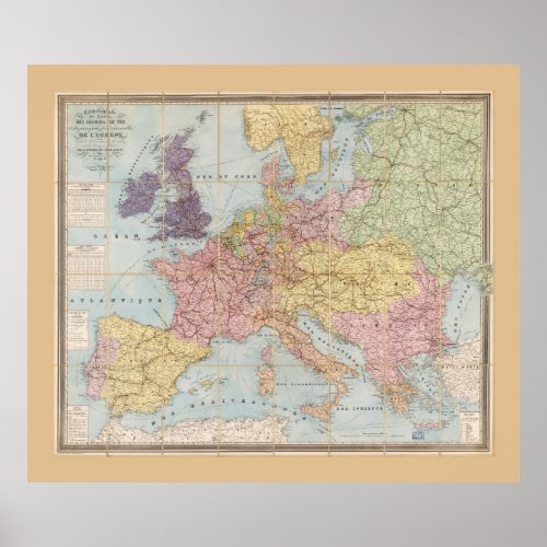 Map of Europe 1864 Poster