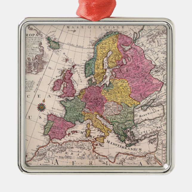 Map of Europe 3 Metal Ornament (Front)