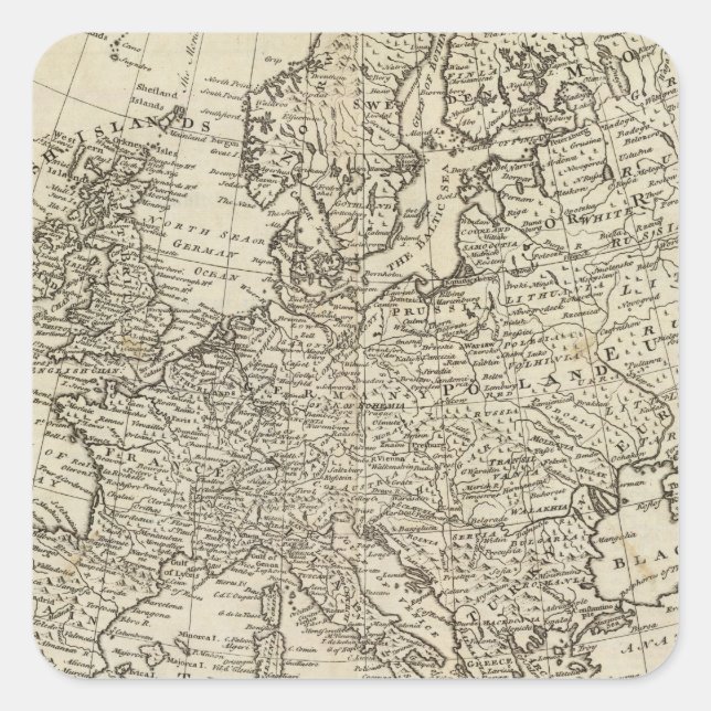 Map of Europe 3 Square Sticker (Front)