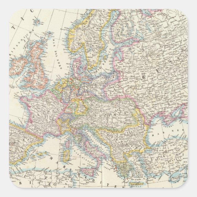 Map of Europe 3 Square Sticker (Front)