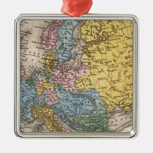 Map of Europe 4 Metal Ornament (Front)