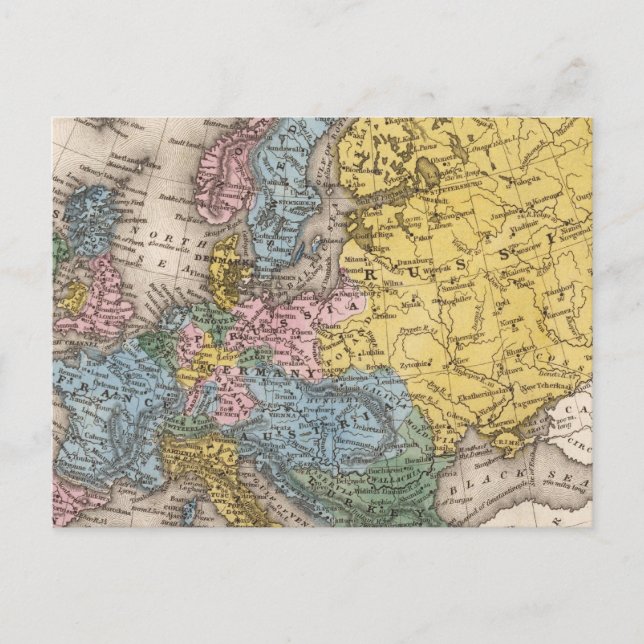 Map of Europe 4 Postcard (Front)