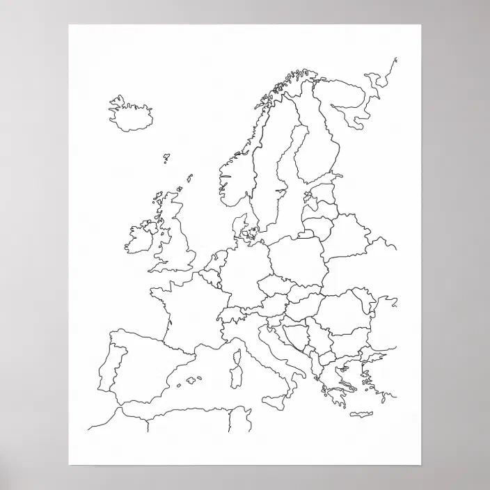 Scandi Minimalism Design Digital Sketch minimalism monochrome poster print world continent outline Black and White World Map Block Outline