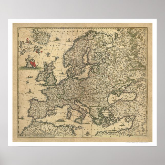 Map of Europe by Frederico de Wit 1700 Poster (Front)