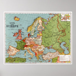 Map of Europe by G. Washington Bacon (1830–1922) Poster