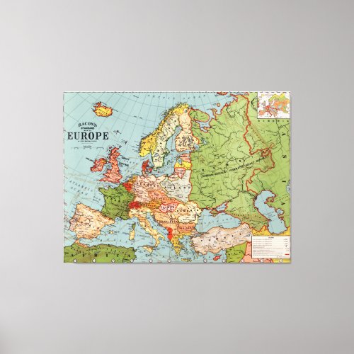 Map of Europe by George Washington Bacon Canvas Print