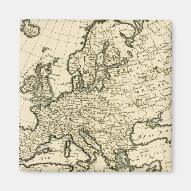 Map of Europe by Guillaume Raynal Magnet (Front)