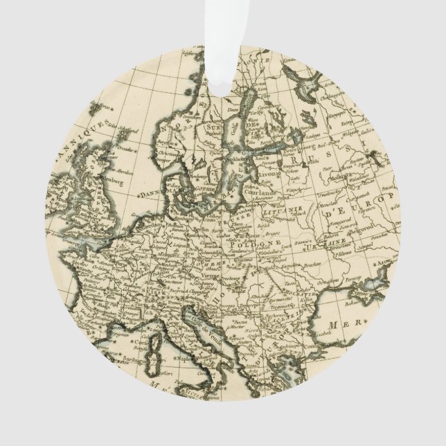 Map of Europe by Guillaume Raynal Ornament (Front)