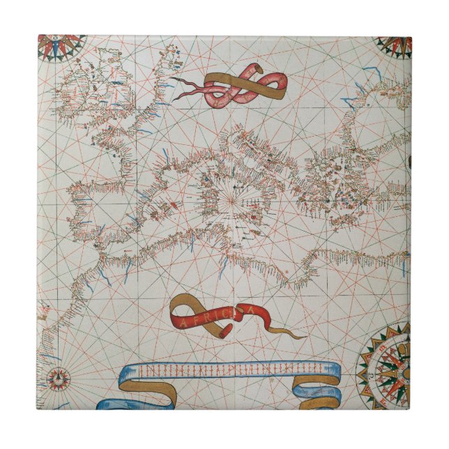 Map of Europe & Coasts of North Africa Ceramic Tile (Front)
