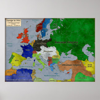 Map of Europe in 1914 Poster