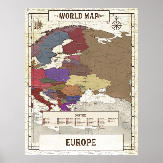 Map Of Europe Poster (Front)