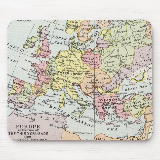 Map of Europe | The Third Crusade Mouse Pad (Front)