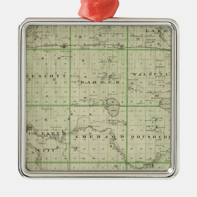 Map of Faribault County, Minnesota Metal Ornament (Front)