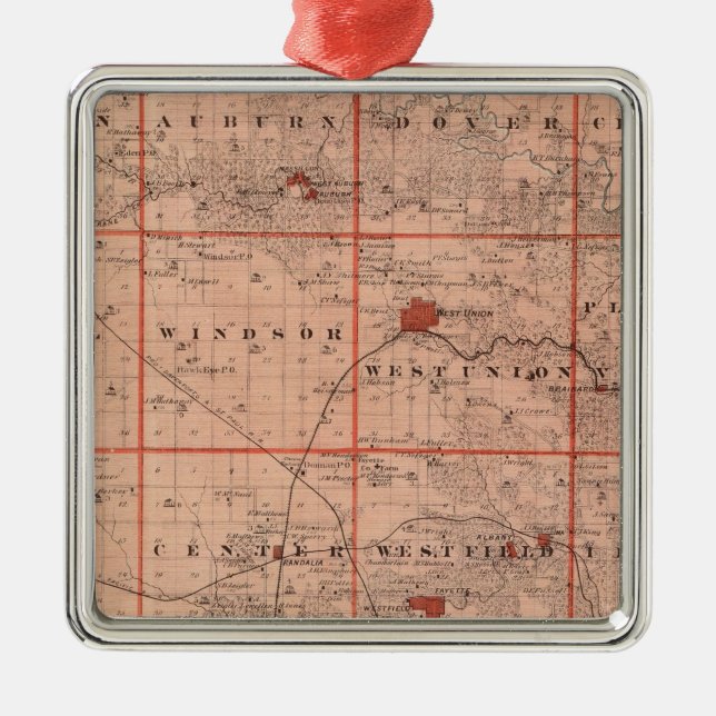 Map of Fayette County, State of Iowa Metal Ornament (Front)