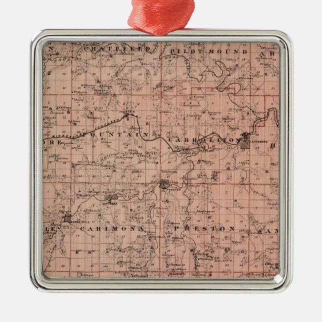 Map of Fillmore County, Minnesota Metal Ornament (Front)