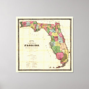 Map of Florida (1870) Canvas Print