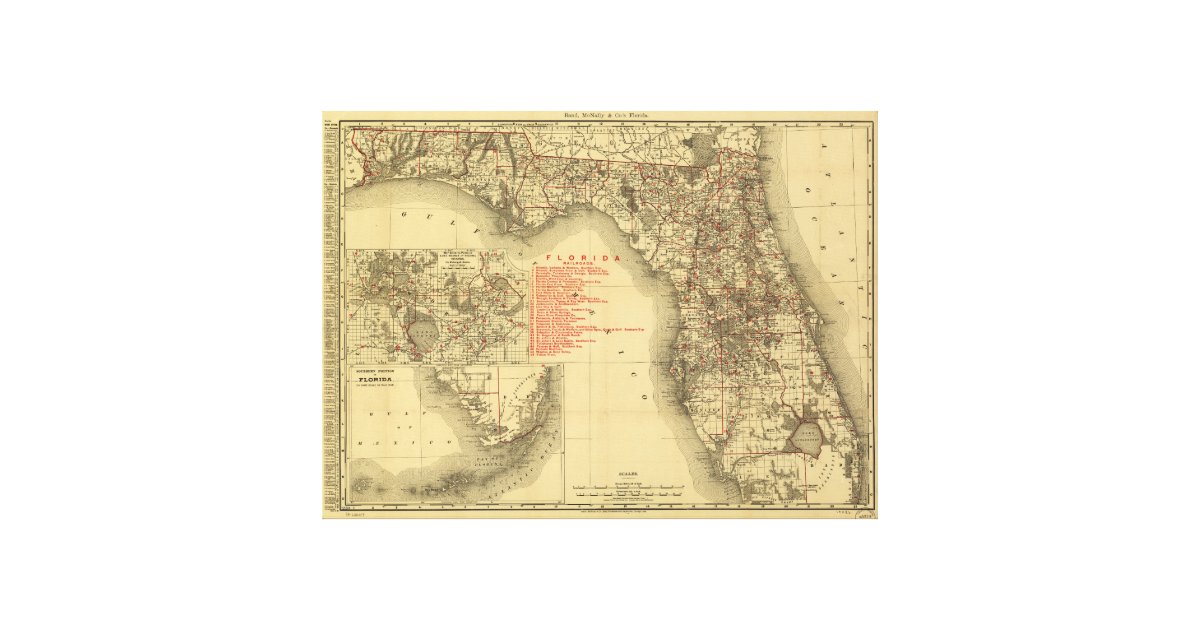 Map of Florida (1900) Canvas Print