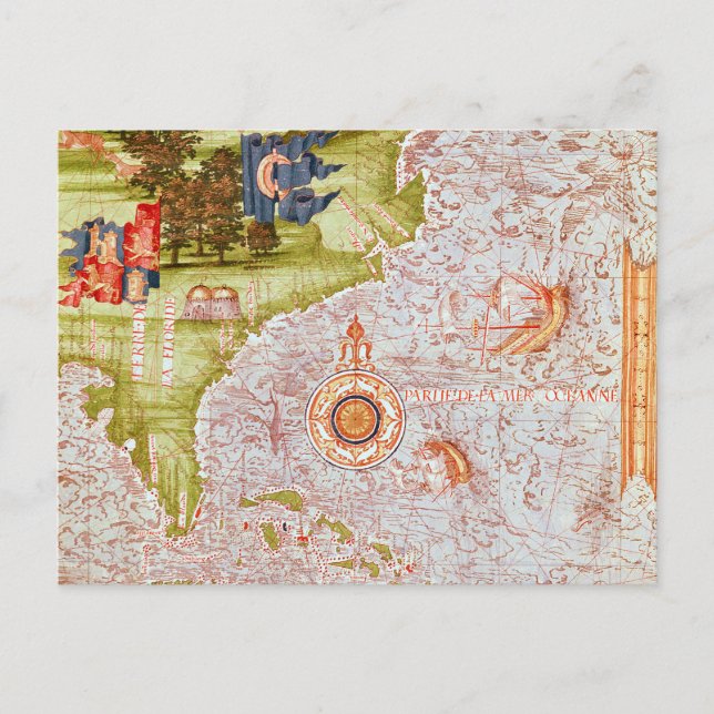 Map of Florida and the Antilles Postcard (Front)