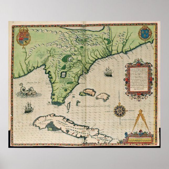 Map of Florida, from 'Brevis Narratio' Poster (Front)
