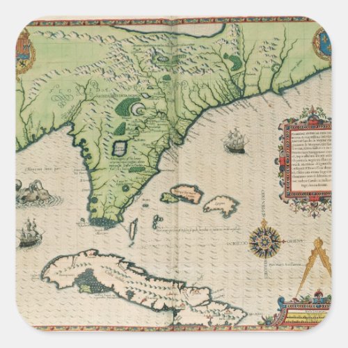 Map of Florida from Brevis Narratio Square Sticker