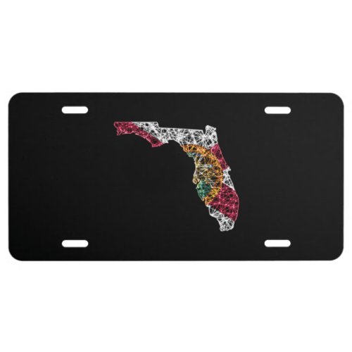 Map of Florida Polygonal mesh line map License Plate