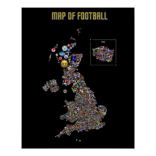Map Of Football UK Poster
