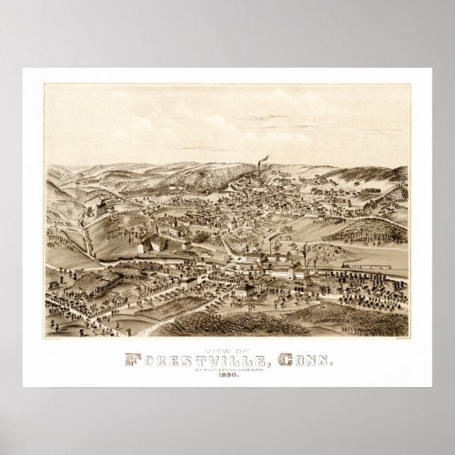 Map of Forestville, CT from 1880 Poster (Front)