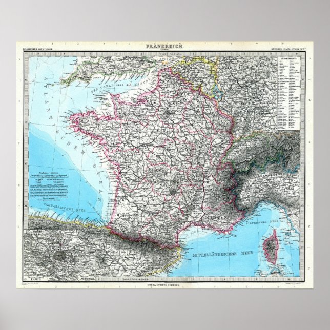 Map of France (1891) Poster (Front)