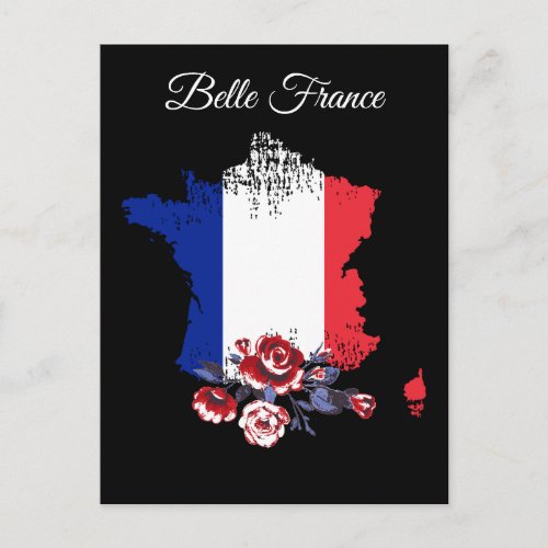  Map of France Belle Italia French Language Postcard
