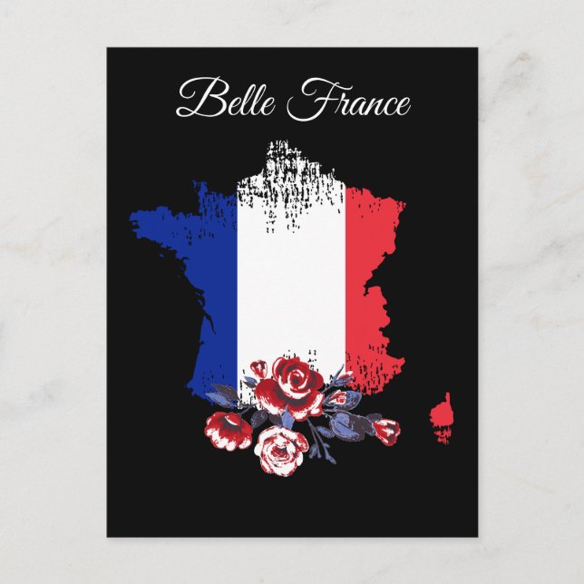 *~* Map of France Belle Italia French Language Postcard (Front)