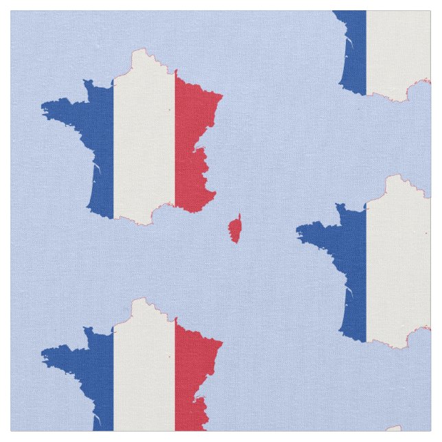 Map of France in French Flag on Blue Fabric (Close Up)