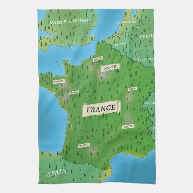 Map Of France Kitchen Towel (Vertical)