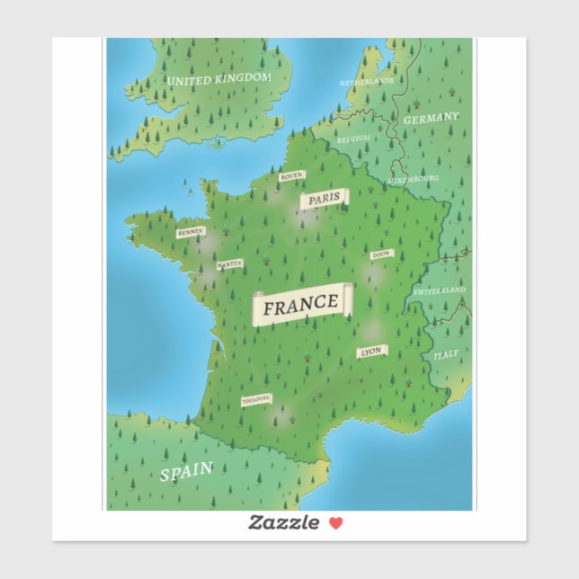 Map Of France Sticker (Sheet)