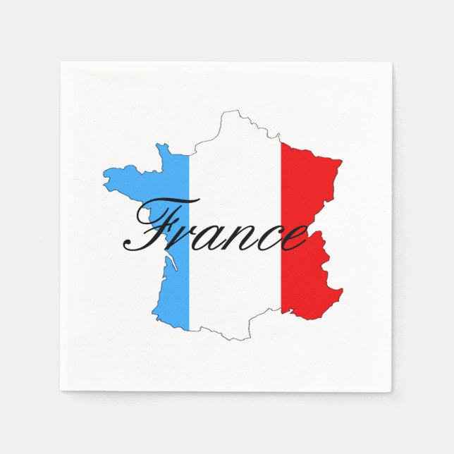 Map of France with French Flag Inside Map Napkins (Front)