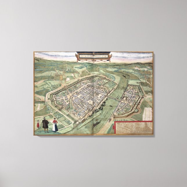 Map of Frankfurt, from 'Civitates Orbis Terrarum' Canvas Print (Front)