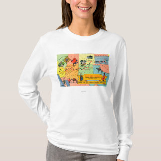 Map of Fred Harvey Hotel LocationsCA to KS T-Shirt