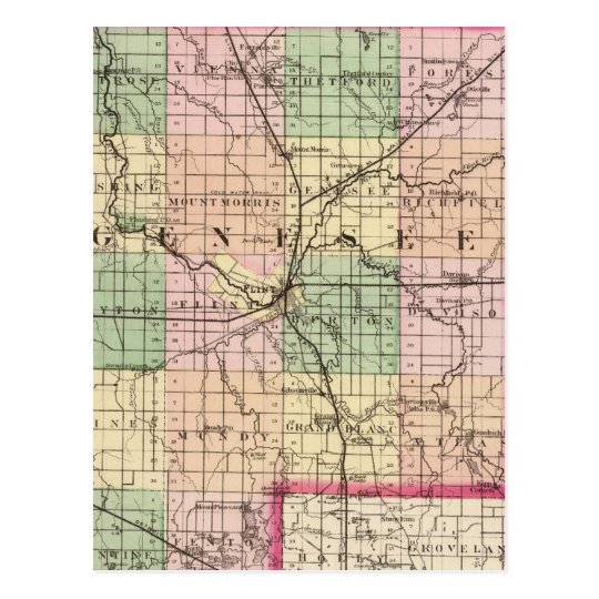 Map of Genesee County, Michigan Postcard