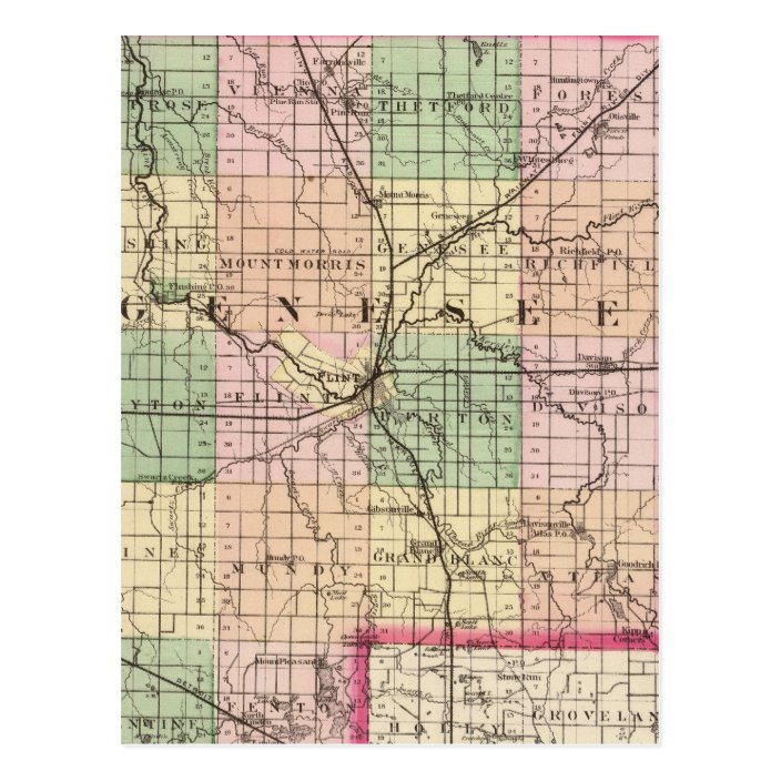 Map of Genesee County, Michigan Postcard | Zazzle.com