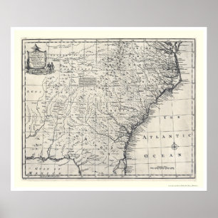 Map of Georgia and Carolinas by Bowen 1752 Poster
