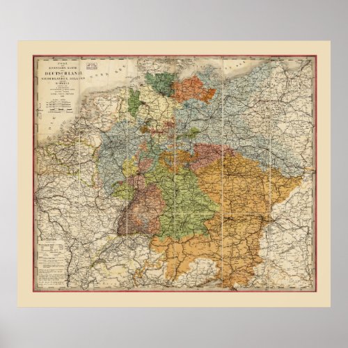 Map of Germany 1855 Poster