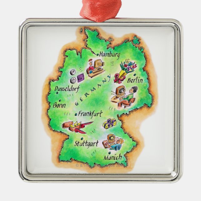 Map of Germany Metal Ornament (Front)